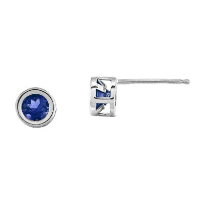 Genuine Blue Sapphire 14K Gold Stud Earrings