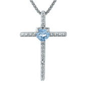 Genuine Peridot and Diamond-Accent Sterling Silver Cross and Heart