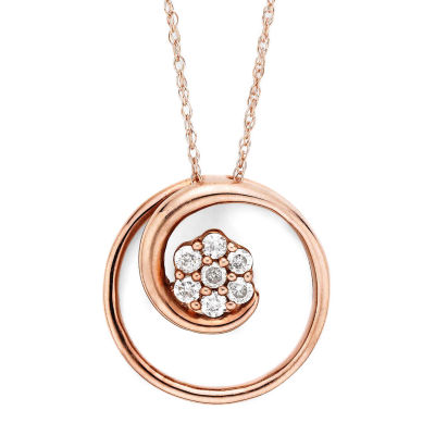 Diamond Blossom 1/6 CT.T.W. Natural Diamond 10K Rose Gold Swirl Pendant Necklace