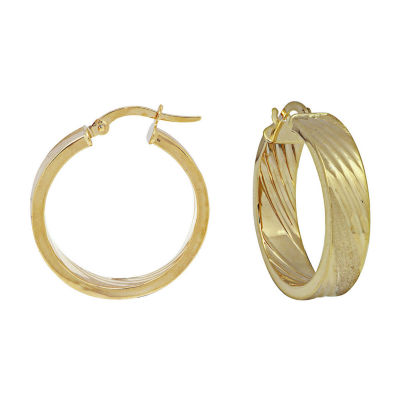 14K Yellow Gold Diamond Cut Slashes Hoop Earrings, Color: Gold - JCPenney