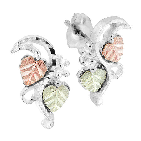Black Hills Gold Sterling Silver 15.2mm Flower Stud Earrings, One Size