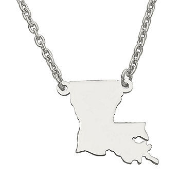 Sterling Silver Louisiana State Charm Necklace