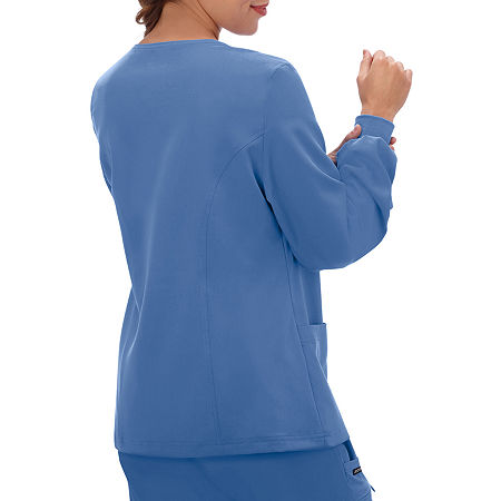 Jockey 2356 Snap Front Womens Scrub Jacket, Small, Blue