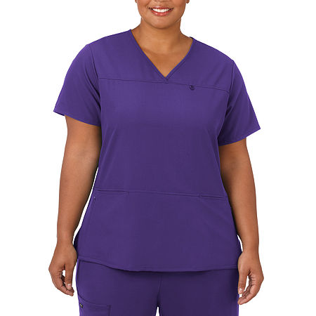 Jockey 2299 Womens Plus V Neck Stretch Fabric Short Sleeve Scrub Top, 3x-large, Purple