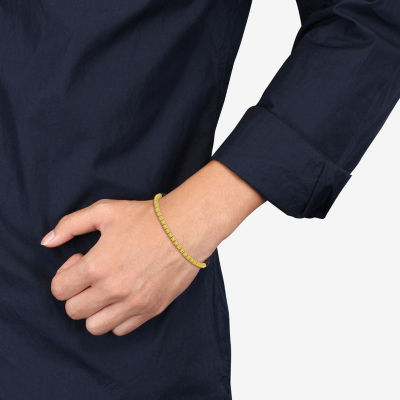 Mens 18K Gold Over Silver Titanium Stretch Bracelet