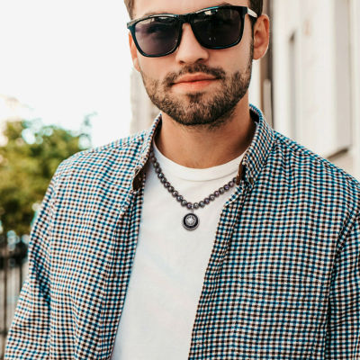 Mens Black 19 Inch Strand Necklace