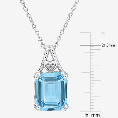 Womens Genuine Blue Topaz Sterling Silver Pendant Necklace