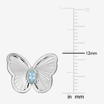 Genuine Blue Topaz Sterling Silver 12mm Butterfly Stud Earrings