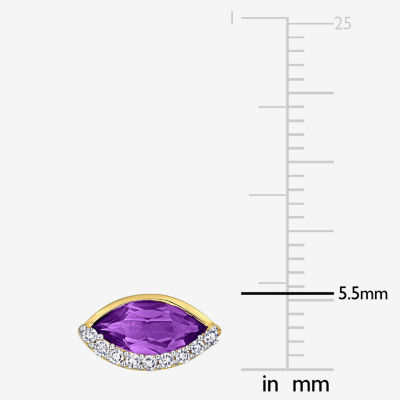 1/10 CT. T.W. Genuine Purple Amethyst 14K Gold 5.5mm Marquise Stud Earrings