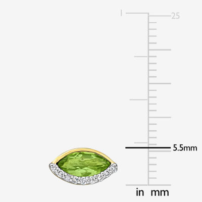 1/10 CT. T.W. Genuine Green Peridot 14K Gold 5.5mm Marquise Stud Earrings