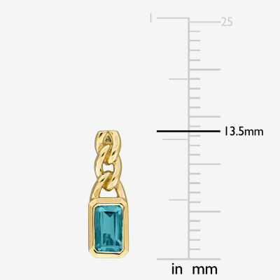 Womens Genuine Blue Topaz 14K Gold Drop Earrings