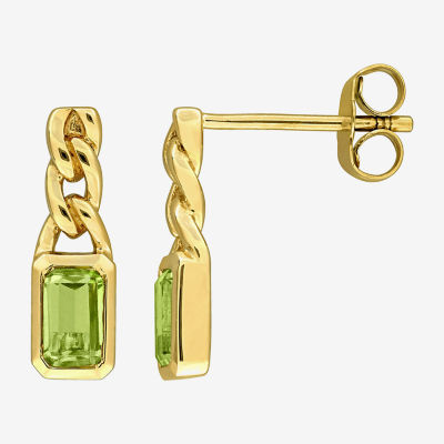 Womens Genuine Red Peridot 14K Gold Drop Earrings