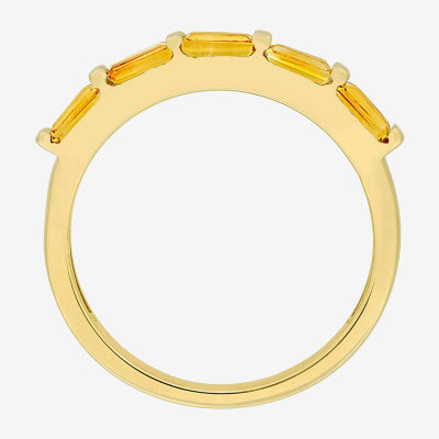 Womens Genuine Yellow Citrine 10K Gold Cocktail Ring