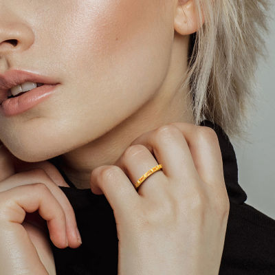 Womens Genuine Yellow Citrine 10K Gold Cocktail Ring