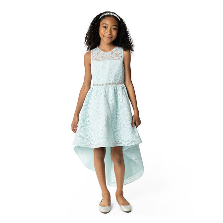 Rare Editions Big Kid Girls Embellished Sleeveless Flower Girl Fit + Flare Dress, 14, Green