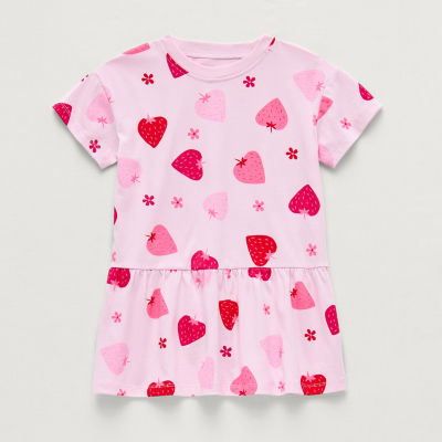 Okie Dokie Toddler & Little Girls Short Sleeve Drop Waist Dress