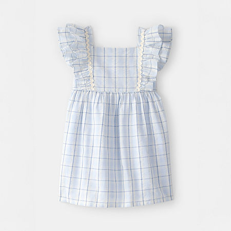 Carter's Babies' Toddler Girls Short Sleeve Ruffled A-line Dress In Blue