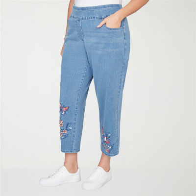 Alfred Dunner Austin Womens Plus Mid Rise Capri Jean