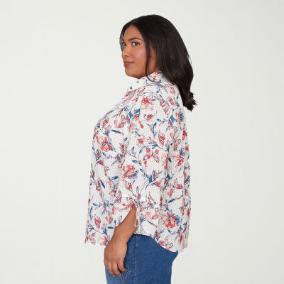 Alfred Dunner Austin Womens Plus 3/4 Sleeve Blouse