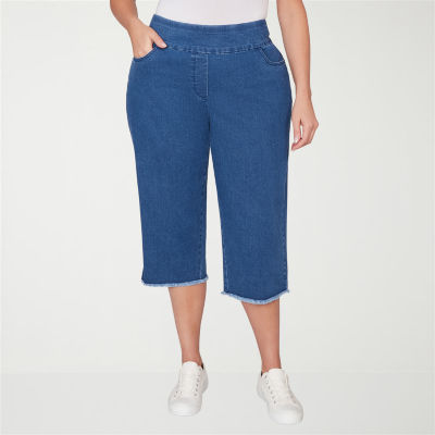 Alfred Dunner Classics Womens Plus Mid Rise Stretch Fabric Capri Jean