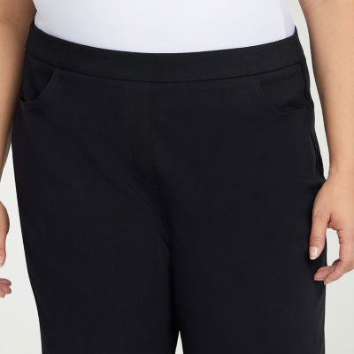 Alfred Dunner Classics Womens Plus Stretch Fabric Straight Mid Rise Capri Pant