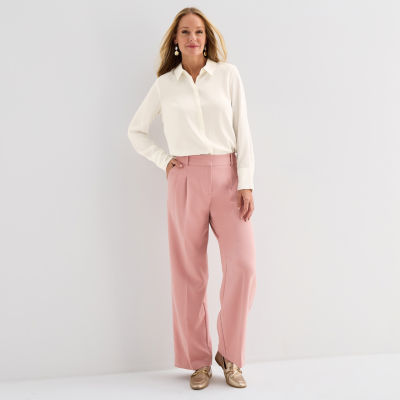 Liz Claiborne Womens Tall Fitted Long Sleeve Regular Fit Button-Down Shirt