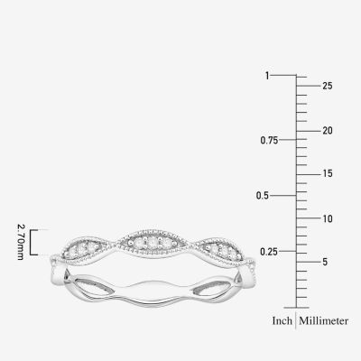 Womens 1/10 CT. T.W. Natural White Diamond 10K White Gold Wedding Band