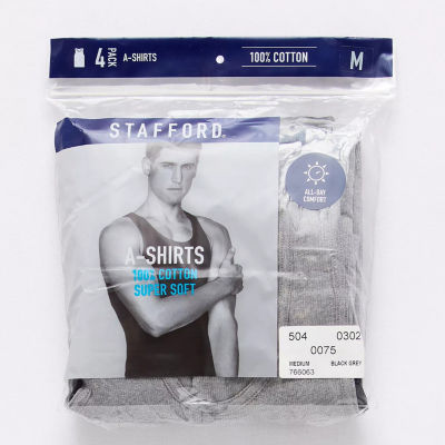 Stafford Super Soft Cotton Mens Sleeveless 4 Pack Tank