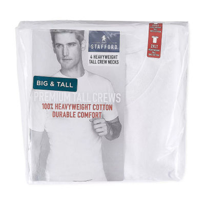 Stafford Heavyweight Cotton Mens 4 Pack Short Sleeve Crew Neck T-Shirt