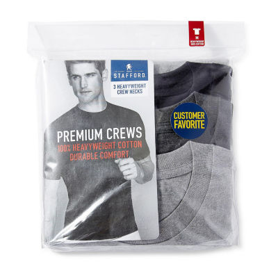 Stafford Heavyweight Cotton Mens 3 Pack Short Sleeve Crew Neck T-Shirt