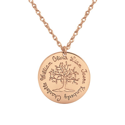 Personalized Womens Round Family Tree Name Pendant Necklace