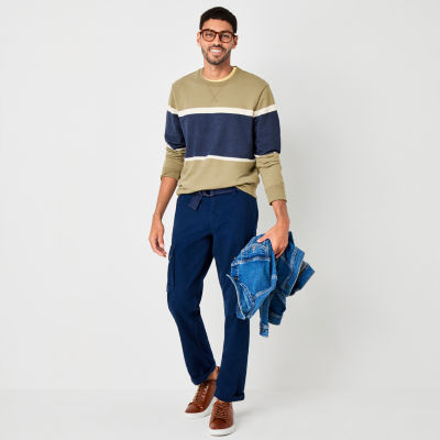 St. John's Bay Stripe Mens Crew Neck Long Sleeve Sweatshirt