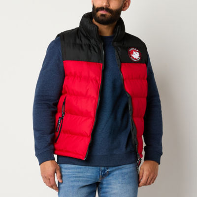 Canada Weather Gear Contrast Yoke Bubble Mens Puffer Vest, Color Red