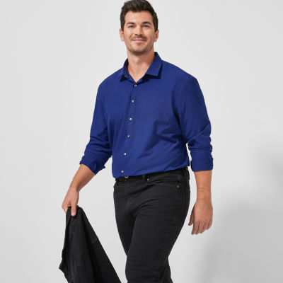 J. Ferrar Mens Big & Tall 360 Stretch Regular Fit Easy Care Stretch Fabric Long Sleeve Dress Shirt