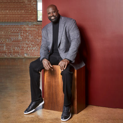 Shaquille O'Neal XLG Mens Big and Tall Windowpane Stretch Fabric Classic Fit Sport Coat