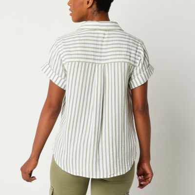 a.n.a Womens Short Sleeve Regular Fit Button-Down Shirt