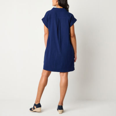 St. John's Bay Womens Short Sleeve Shift Dress