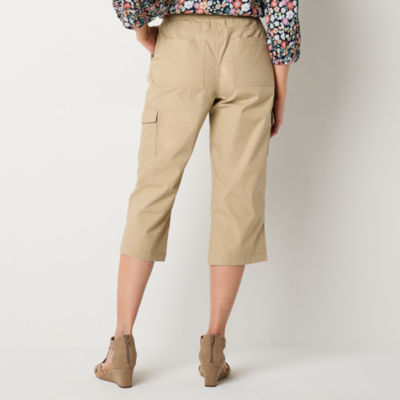 St. John's Bay Utility Womens Stretch Fabric Straight Mid Rise Capri Pant