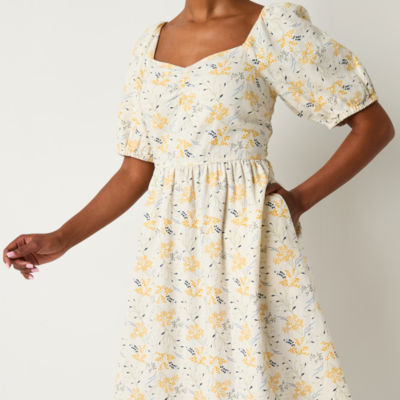 a.n.a Short Sleeve Midi Floral A Line Dress