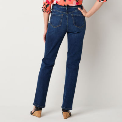 Liz Claiborne Womens High Rise Straight Leg Jean