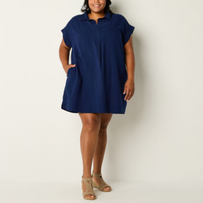 St. John's Bay Plus Short Sleeve Shift Dress