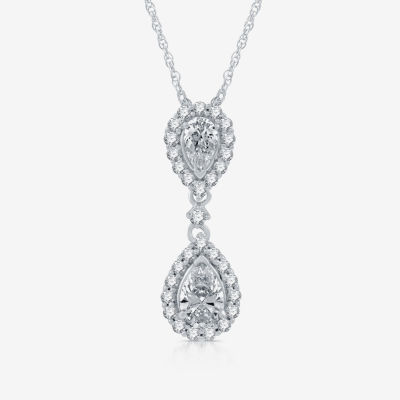 G-H / Si2-I1) Womens 1/ CT. T.W. Lab Grown White Diamond 10K White Gold Pear Pendant Necklace
