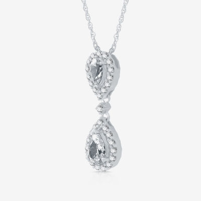 G-H / Si2-I1) Womens 1/ CT. T.W. Lab Grown White Diamond 10K White Gold Pear Pendant Necklace