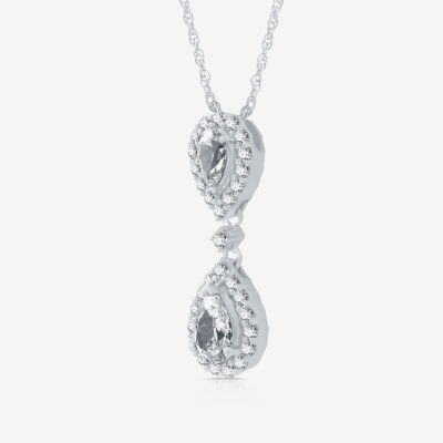 (G-H / Si2-I1) Womens 1 CT. T.W. Lab Grown White Diamond 10K White Gold Pear Pendant Necklace