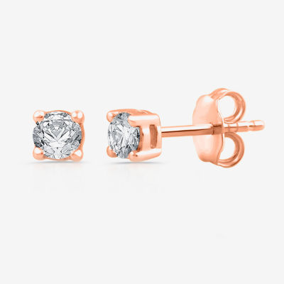 3/8 CT. T.W. Mined White Diamond 14K Rose Gold 4.2mm Round Stud Earrings