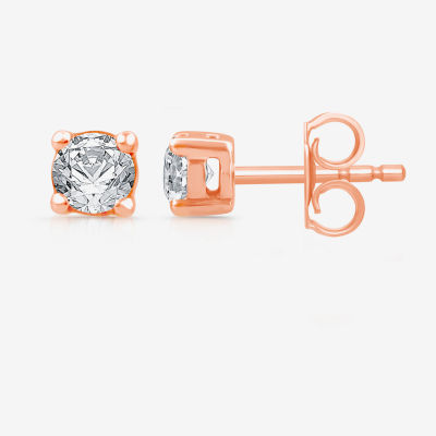 3/8 CT. T.W. Mined White Diamond 14K Rose Gold 4.2mm Round Stud Earrings