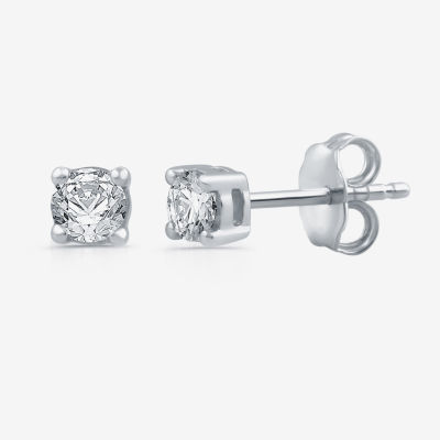 3/8 CT. T.W. Mined White Diamond 14K White Gold 4.2mm Round Stud Earrings