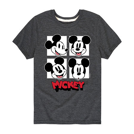 Disney Collection Little & Big Boys Crew Neck Short Sleeve Mickey Mouse Graphic T-Shirt, X-large, Gray