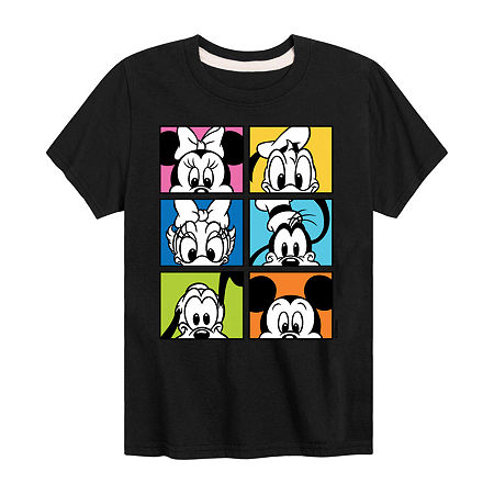 Disney Collection Little & Big Boys Crew Neck Short Sleeve Mickey and Friends Graphic T-Shirt, X-large, Black