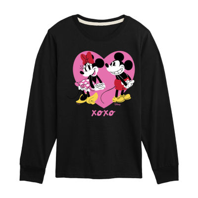 Disney Collection Little & Big Girls Crew Neck Long Sleeve Mickey and Friends Graphic T-Shirt